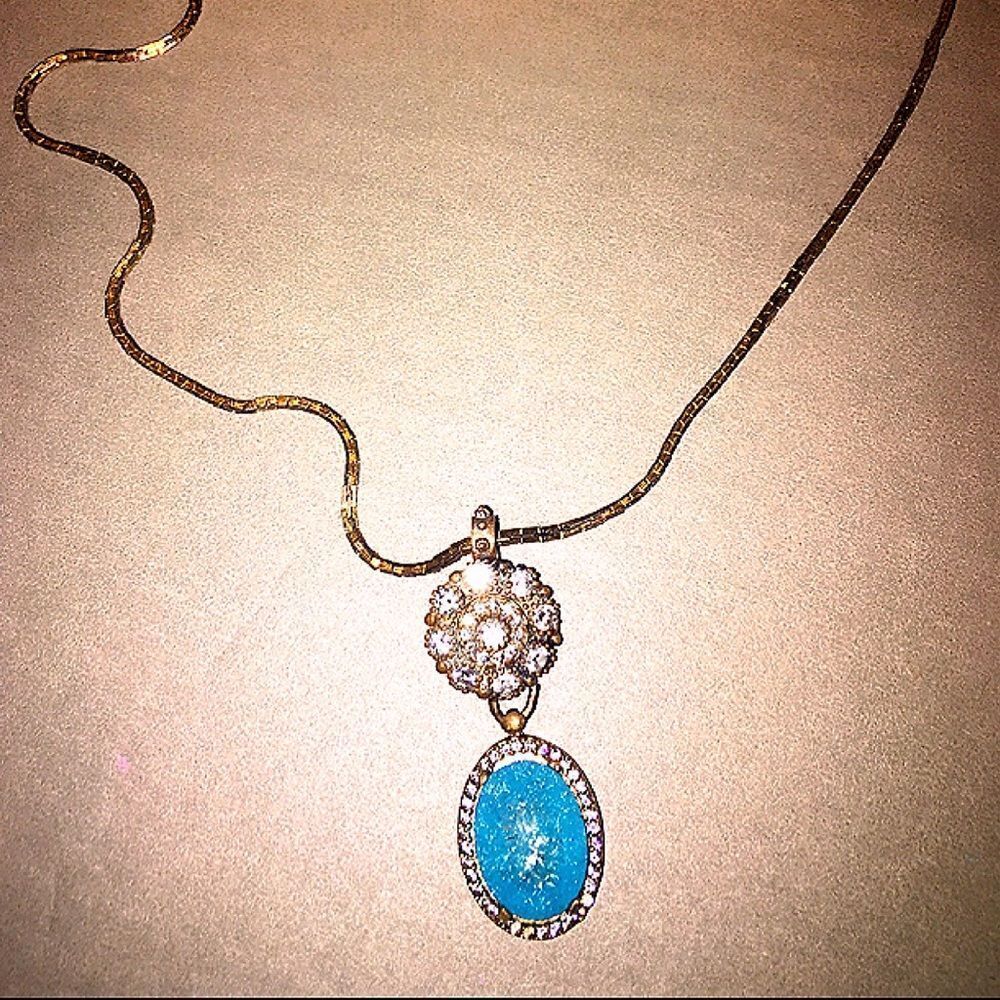 Turquoise Crackled Topaz and White Topaz Necklace